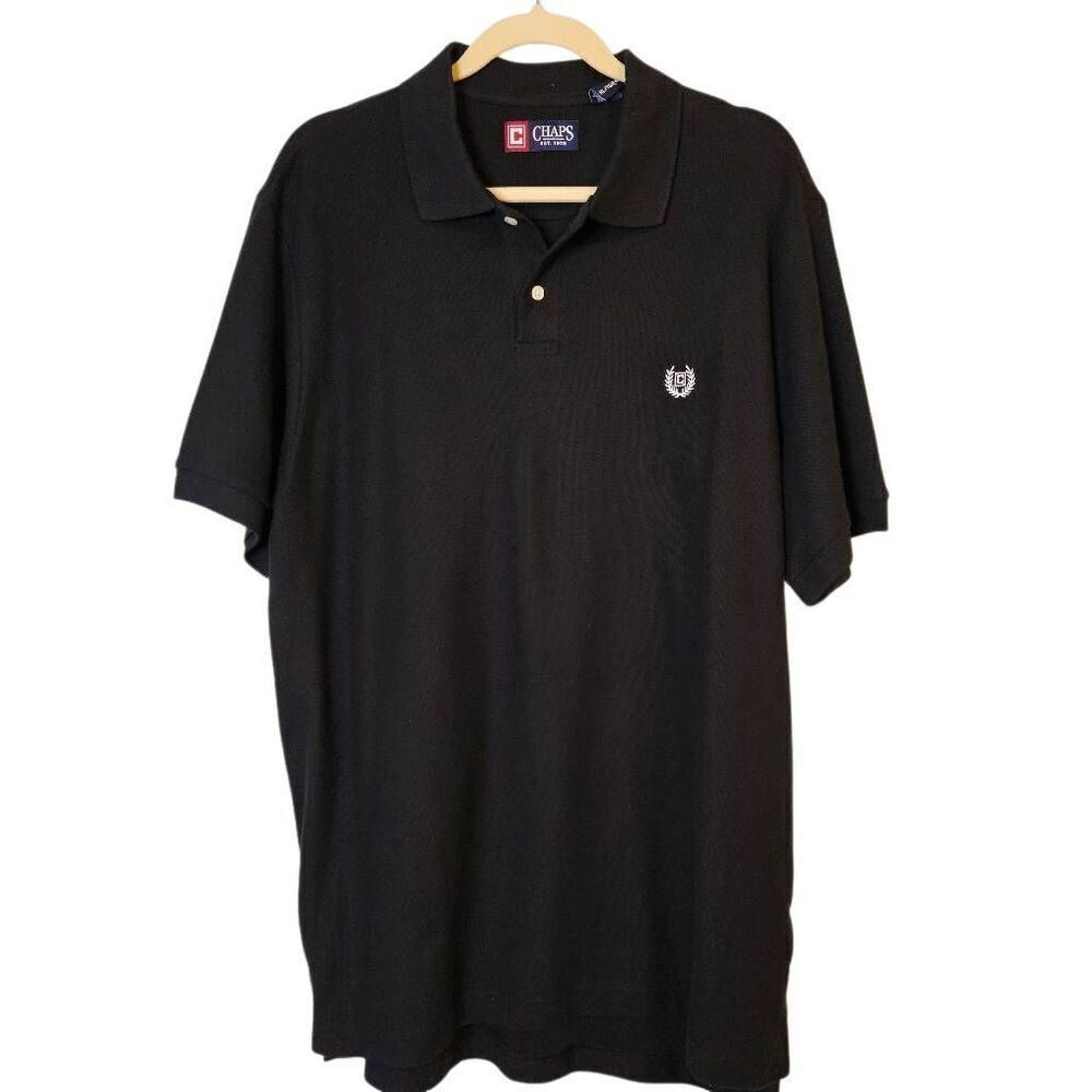 Chaps mens polo, black cotton.  XL NWT. #852